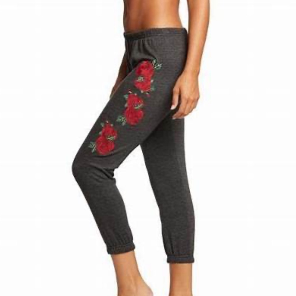 Spiritual Gangster Rose Embroidered Perfect Sweatpants/Joggers